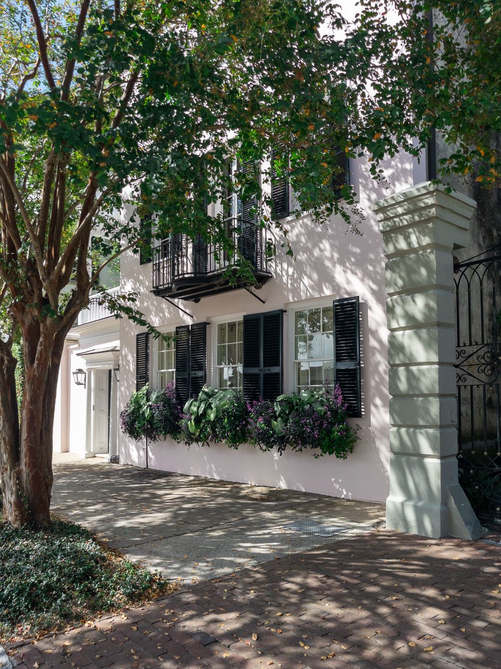charming urban facade with window boxes
